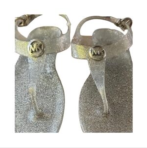 Michael Kors Silver Glitter Sandals with Logo